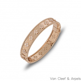 Van Cleef & Arpels Rose Gold Diamond Perle Clovers Bracelet VCARN9ER00